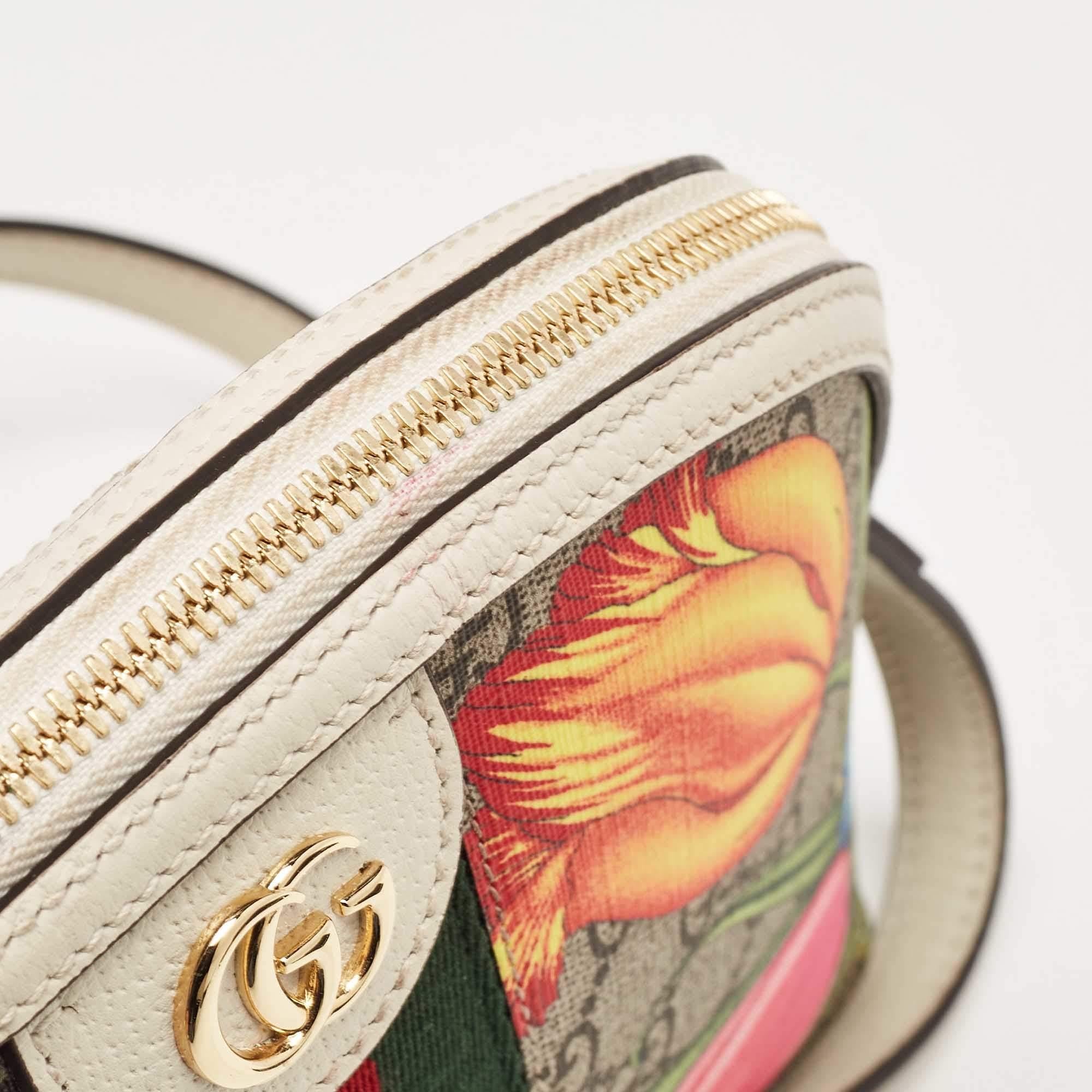 Gucci Multicolor GG Supreme Canvas and Leather Small Floral Ophidia Shoulder Bag 3