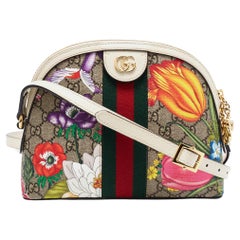Gucci Multicolor GG Supreme Canvas and Leather Small Floral Ophidia Shoulder Bag