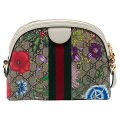 Gucci Multicolor GG Supreme Canvas und Leder kleine Ophidia Flora Dome Tasche