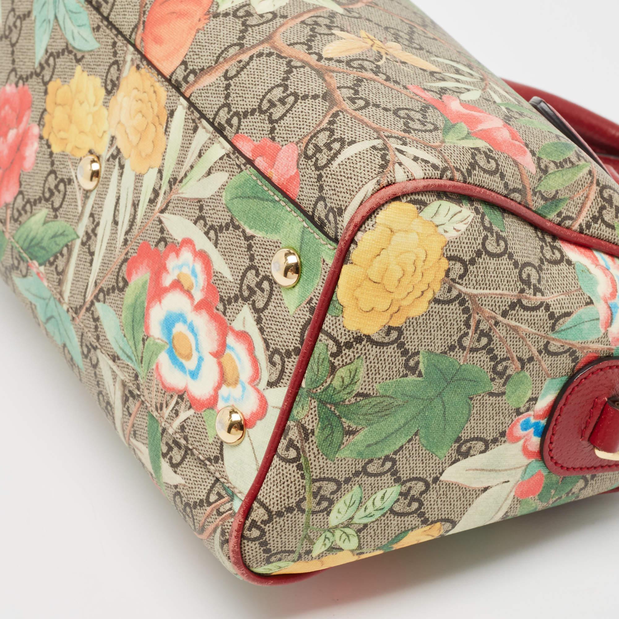 Gucci Multicolor GG Supreme Canvas and Leather Small Tian Boston Bag 11