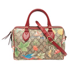 Gucci Multicolor GG Supreme Canvas und Leder Kleine Tian Boston Tasche aus Segeltuch und Leder