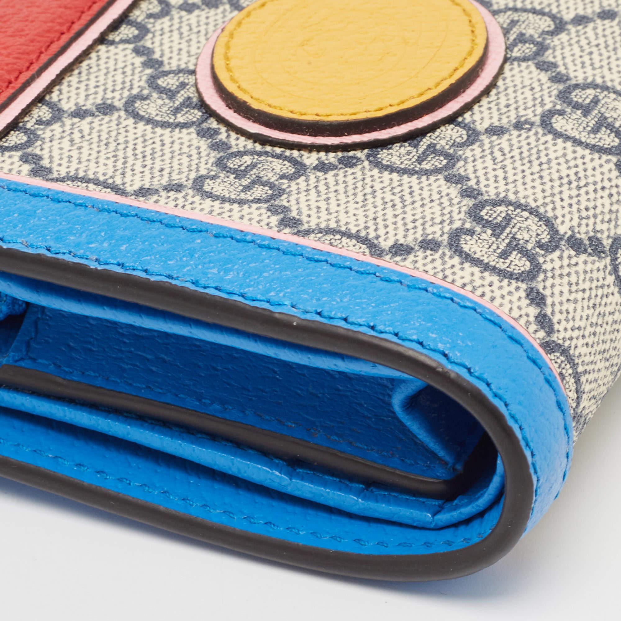 Gucci Multicolor GG Supreme Canvas und Leder Brieftasche auf Kette im Angebot 1