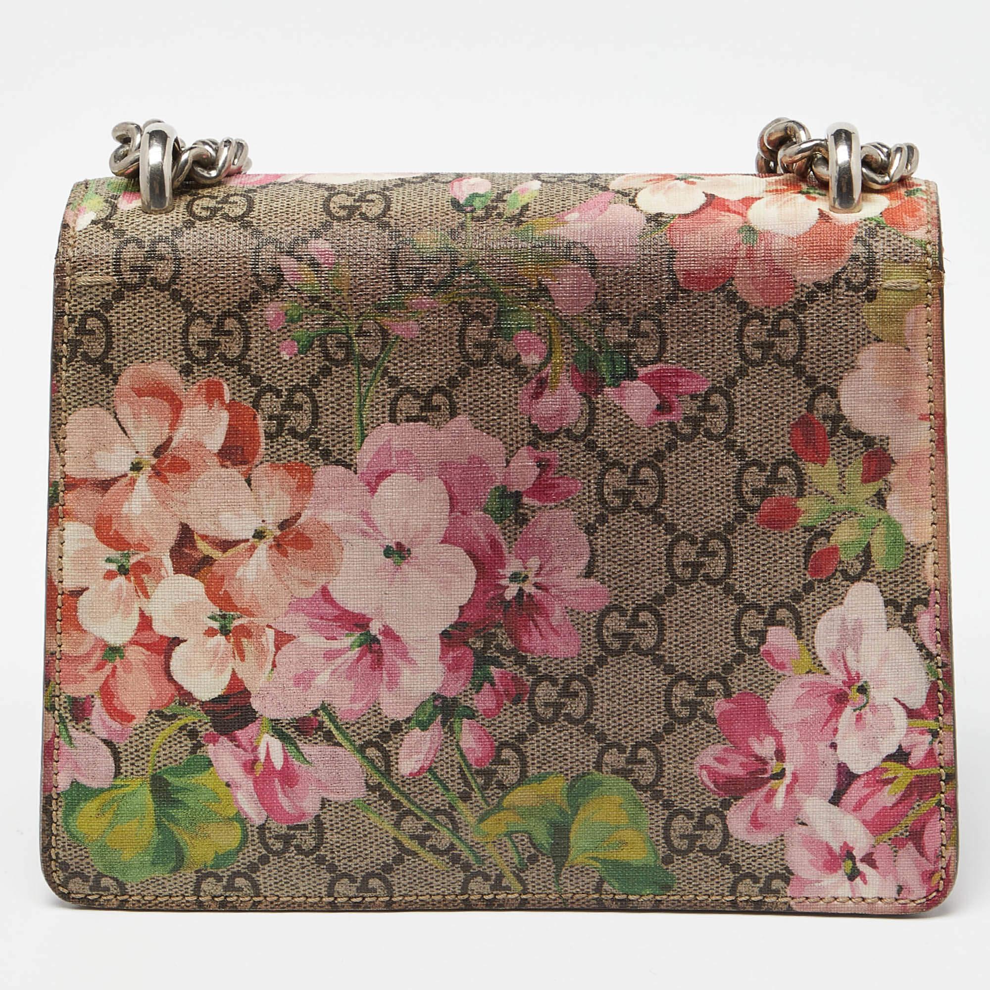 Gucci Multicolor GG Supreme Canvas and Suede Mini Blooms Dionysus Shoulder Bag In Fair Condition In Dubai, Al Qouz 2