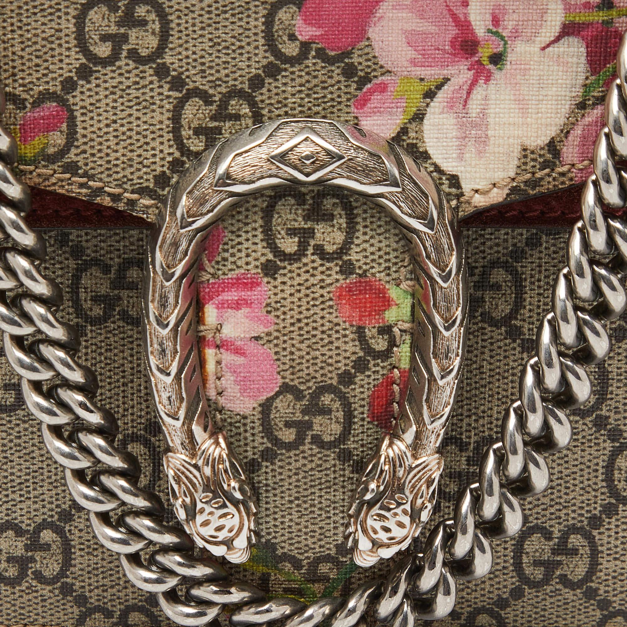 Women's Gucci Multicolor GG Supreme Canvas and Suede Mini Blooms Dionysus Shoulder Bag