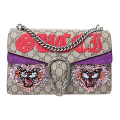 Gucci Multicolor GG Supreme Canvas Embroidered Cat Small Dionysus Shoulder Bag
