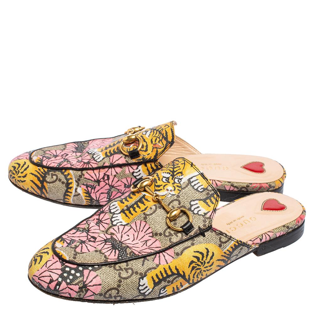 Gucci Multicolor GG Supreme Canvas Princetown Bengal Tiger Mules Flats Size  35.5 at 1stDibs | gucci tiger mules, pink tiger gucci slides princetown