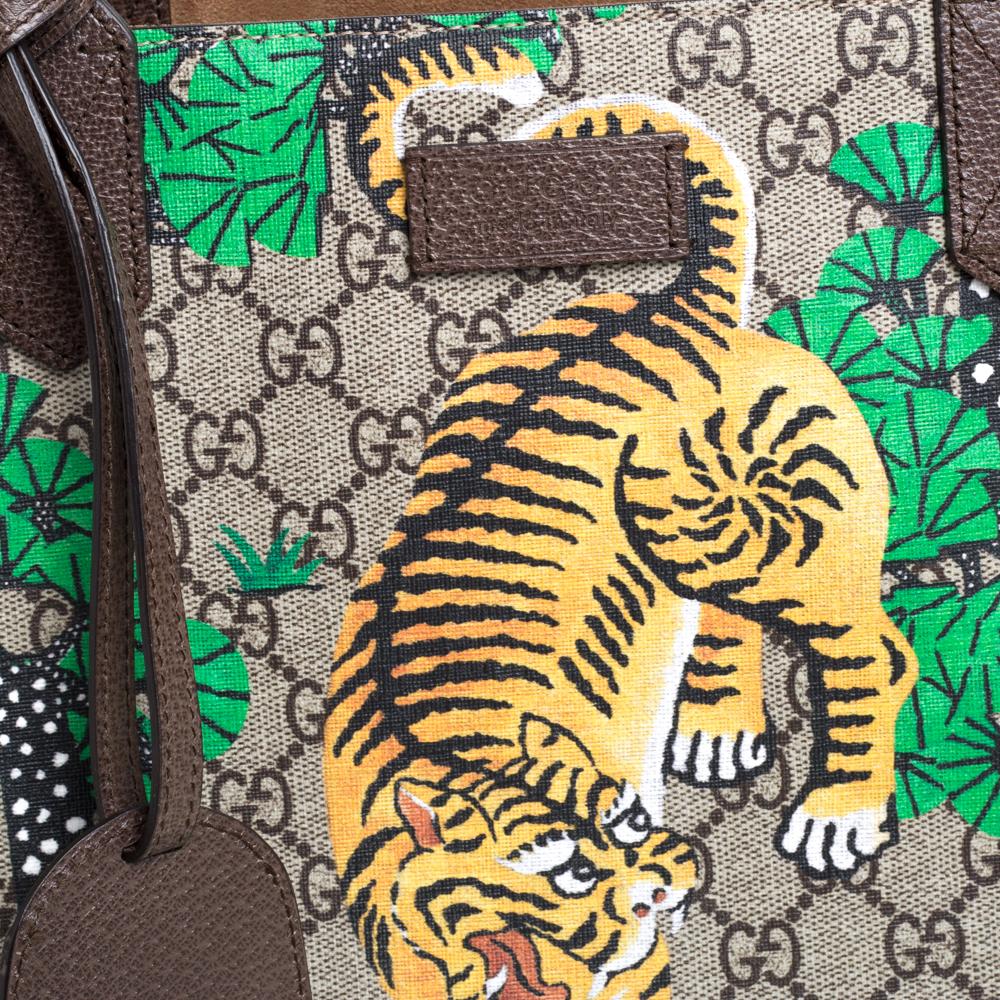 Gucci Multicolor GG Supreme Coated Canvas and Leather Bengal Tiger Shopper Tote 2