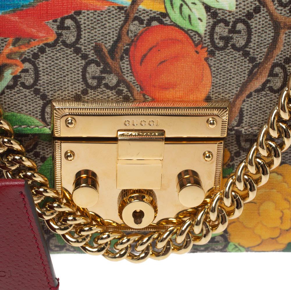 Gucci Multicolor GG Supreme Tian Canvas and Leather Small Padlock Shoulder Bag 1