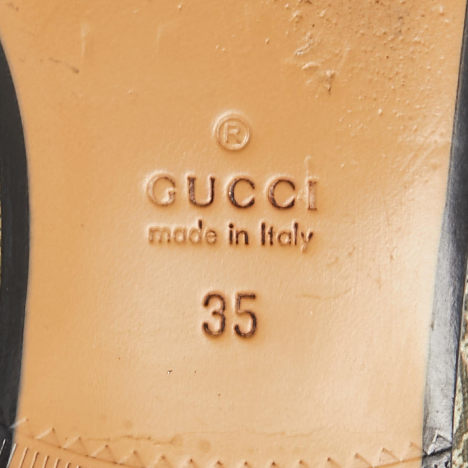 Beige Gucci Multicolor GG Supreme Tian Canvas Princetown Flat Mules Size 35