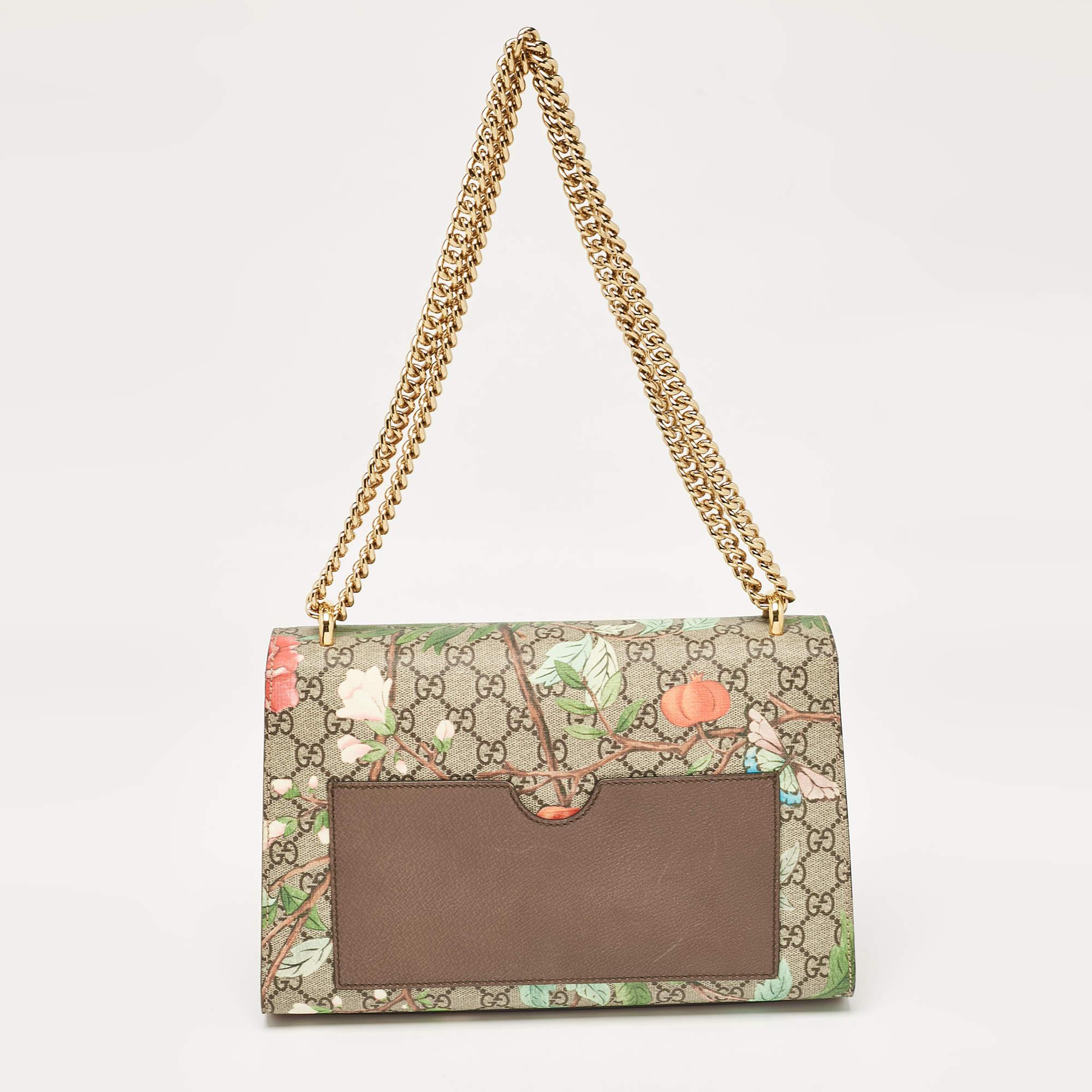 Gucci Multicolore GG Tian Supreme Canvas Leather Medium Padlock Shoulder Bag Bon état - En vente à Dubai, Al Qouz 2