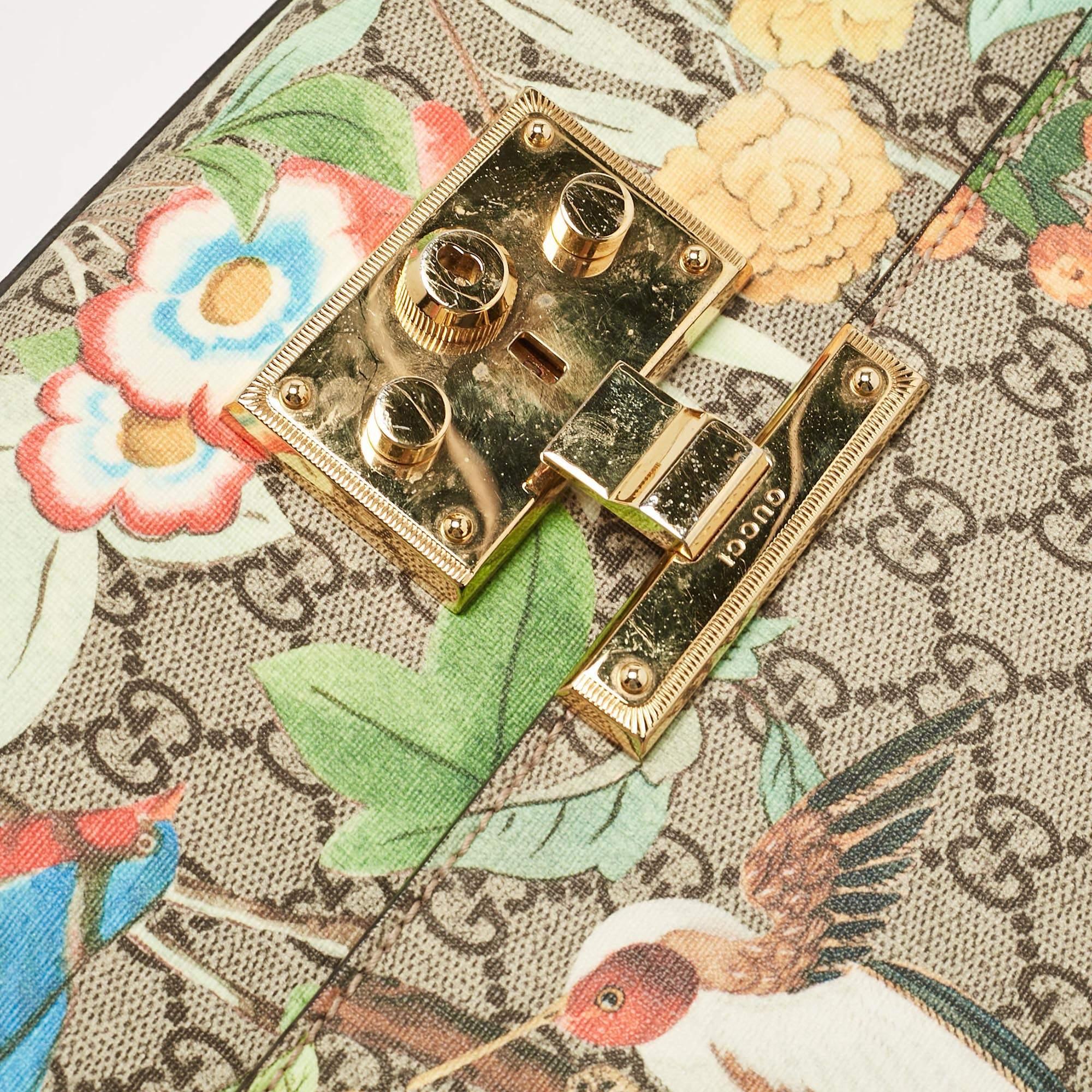 Gucci Multicolore GG Tian Supreme Canvas Leather Medium Padlock Shoulder Bag en vente 1
