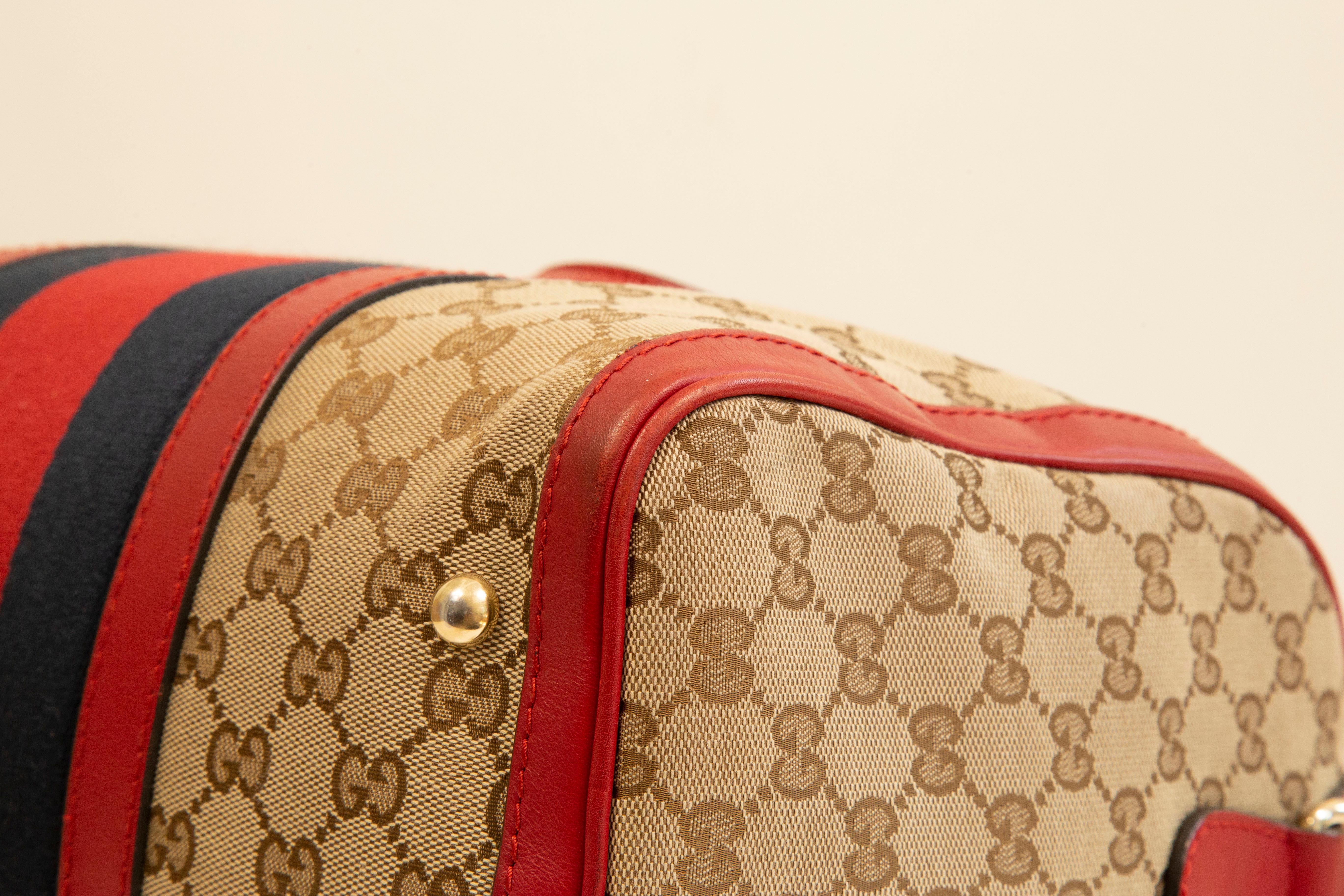 Gucci Multicolor GG Web Canvas Boston Bag Crossbody Bag For Sale 6