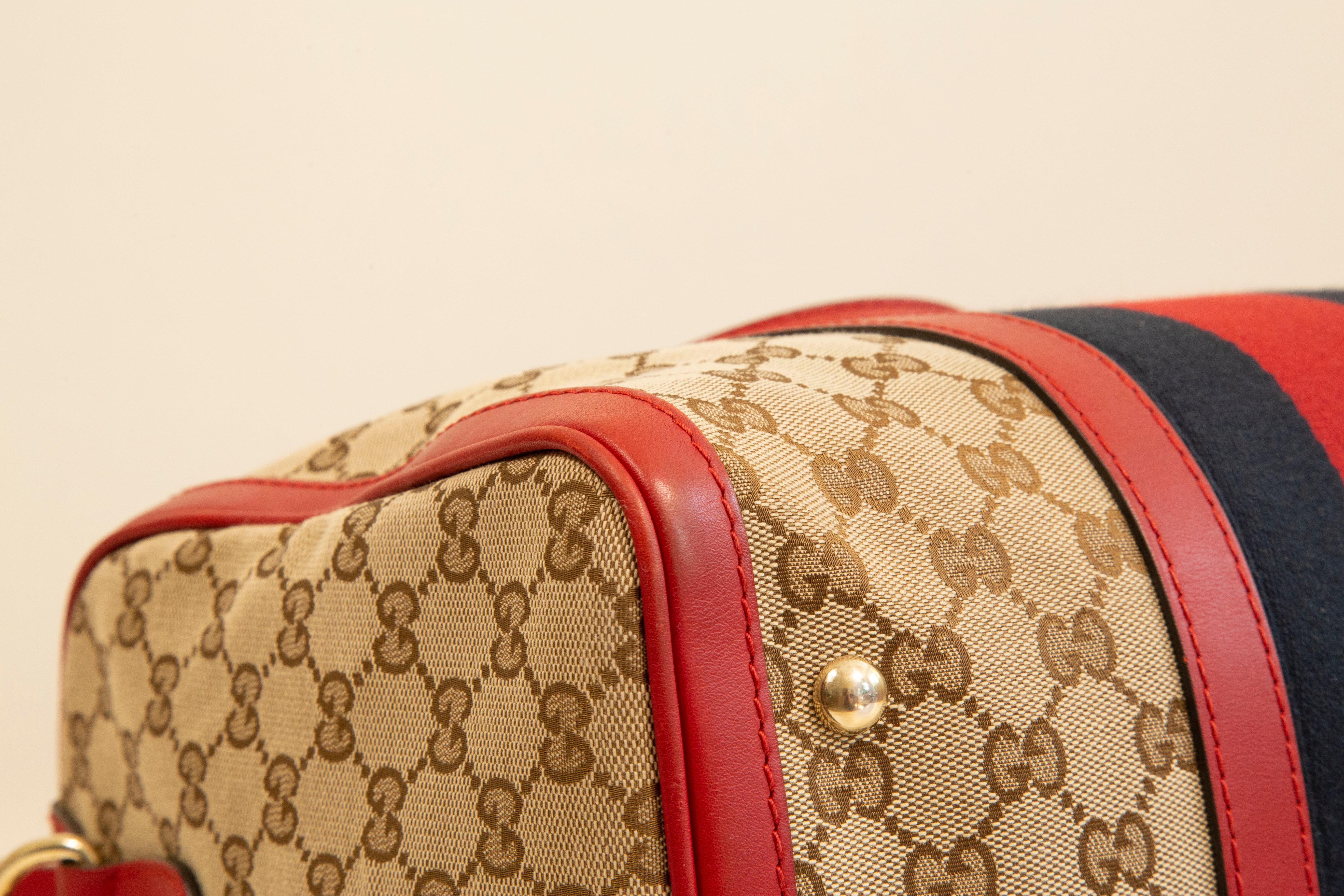 Gucci Multicolor GG Web Canvas Boston Bag Crossbody Bag For Sale 7