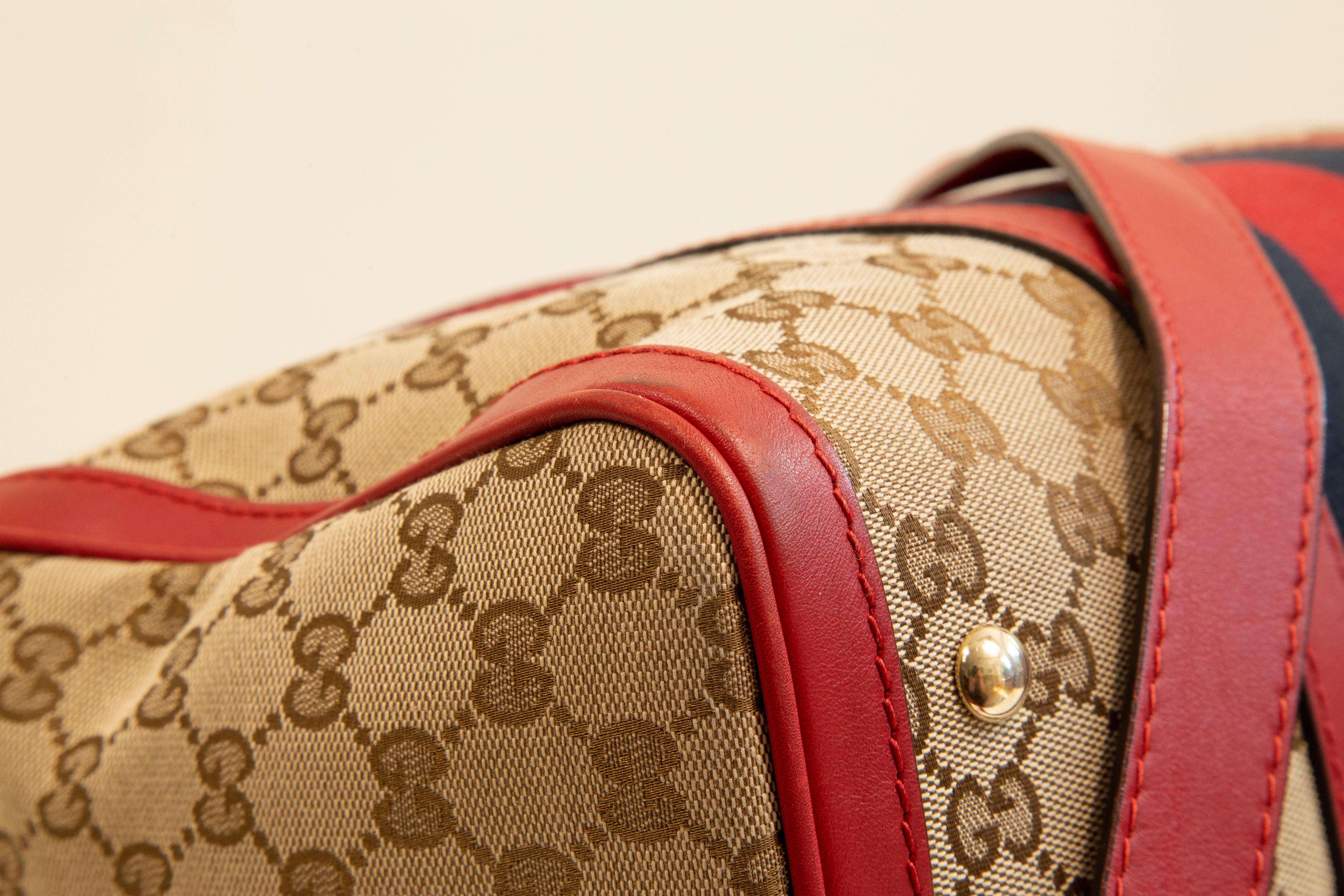 Gucci Multicolor GG Web Canvas Boston Bag Crossbody Bag For Sale 8