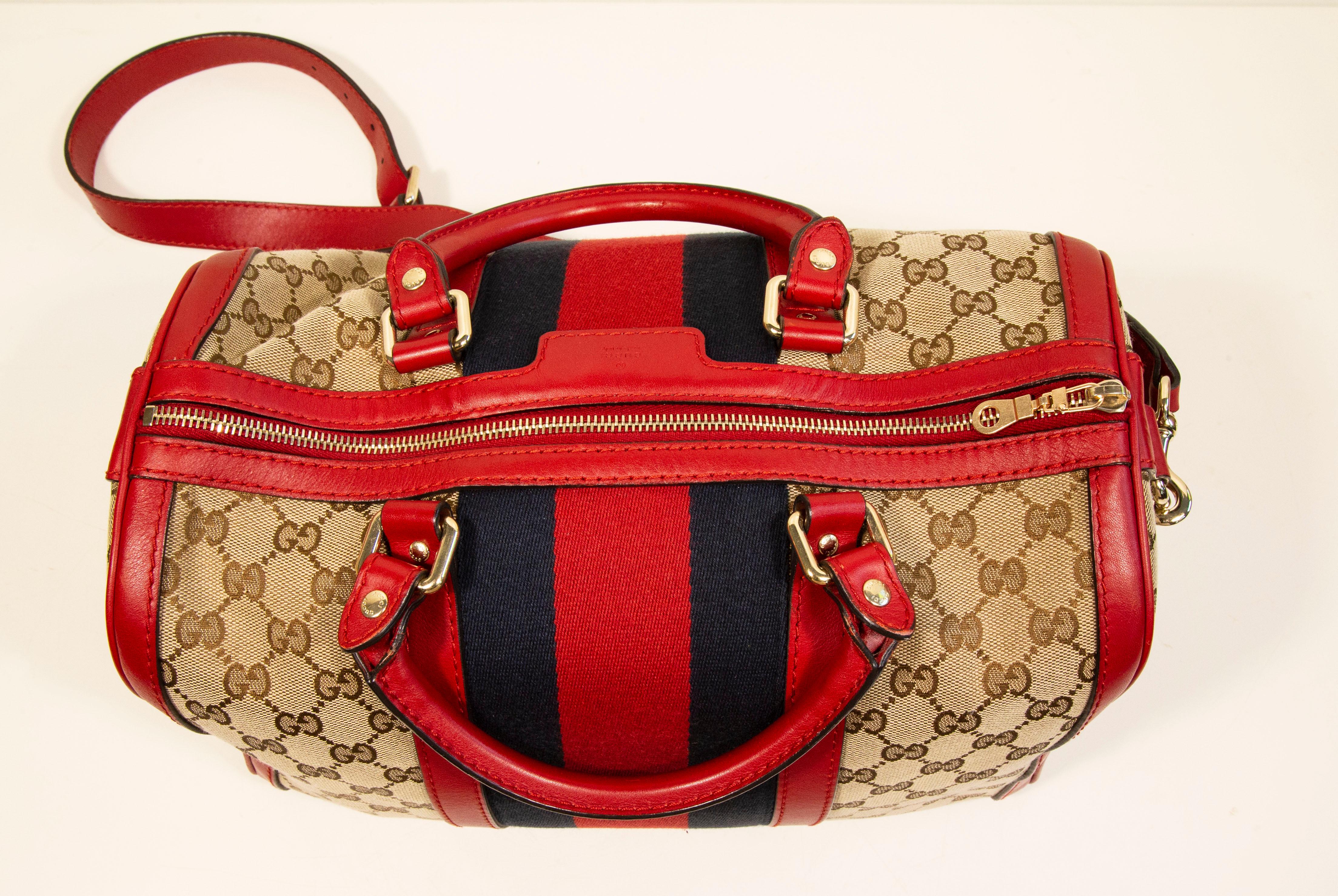 Orange Gucci Multicolor GG Web Canvas Boston Bag Crossbody Bag For Sale