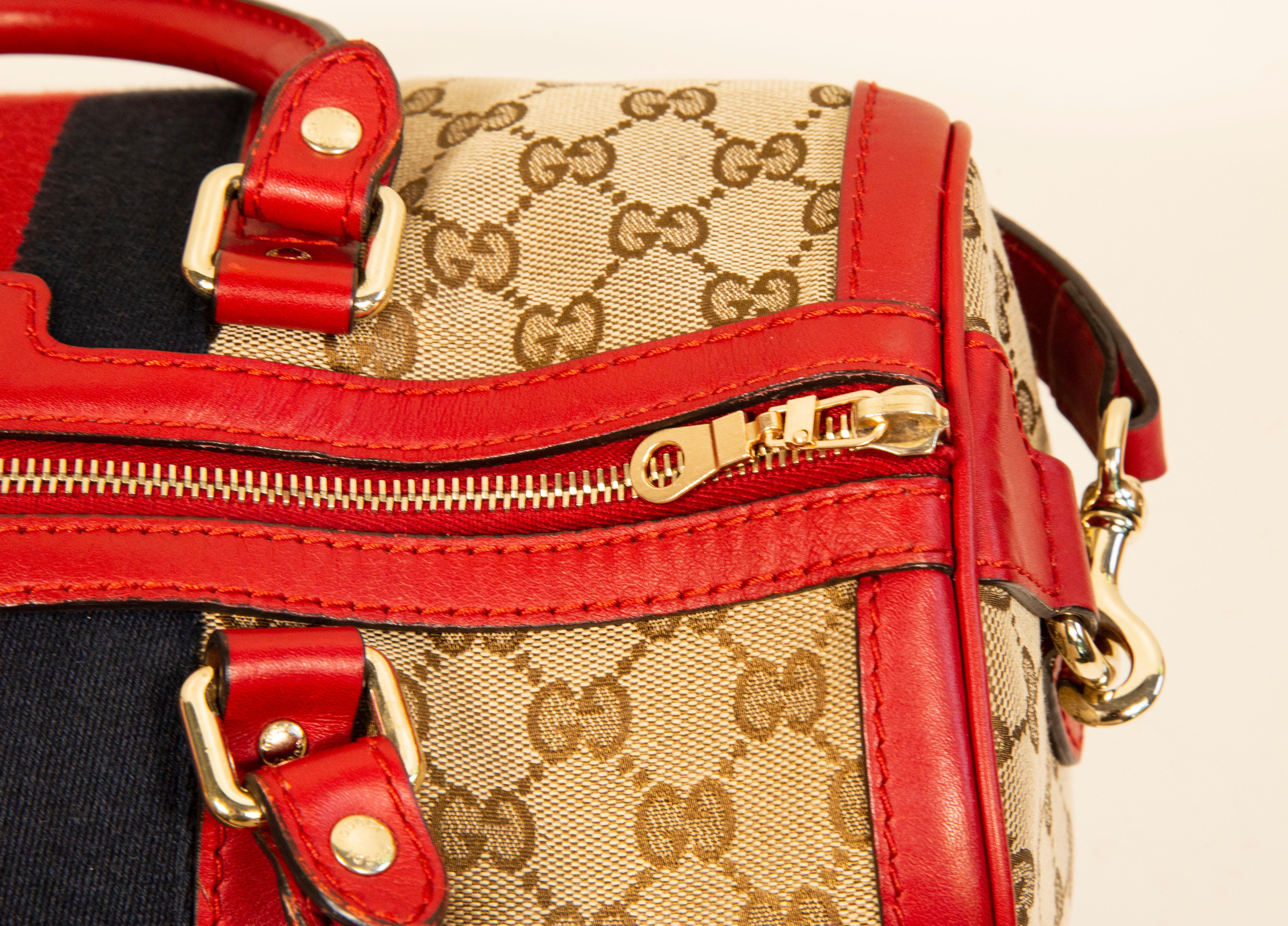 Gucci Multicolor GG Web Canvas Boston Bag Crossbody Bag In Good Condition For Sale In Arnhem, NL