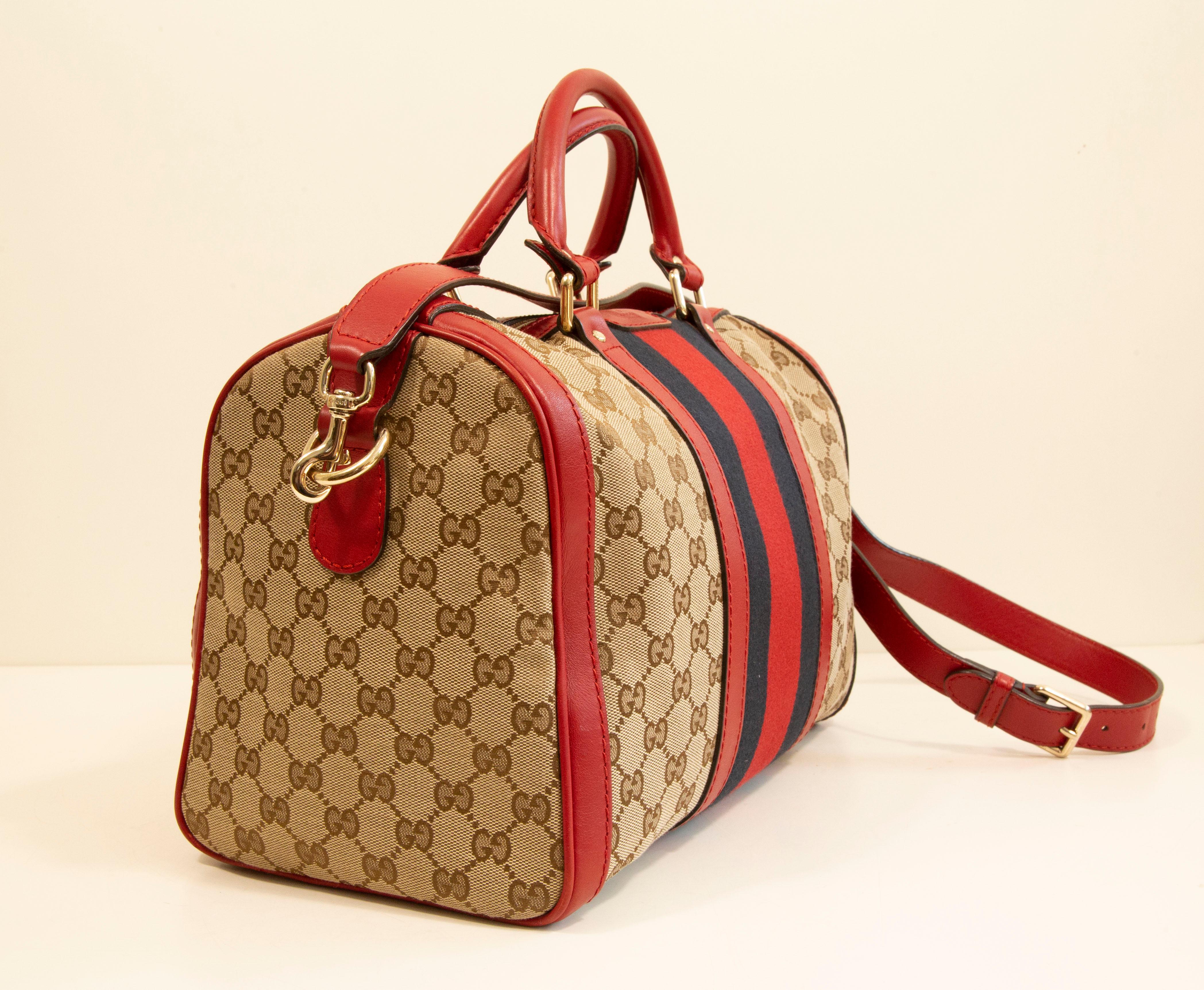 Women's or Men's Gucci Multicolor GG Web Canvas Boston Bag Crossbody Bag For Sale