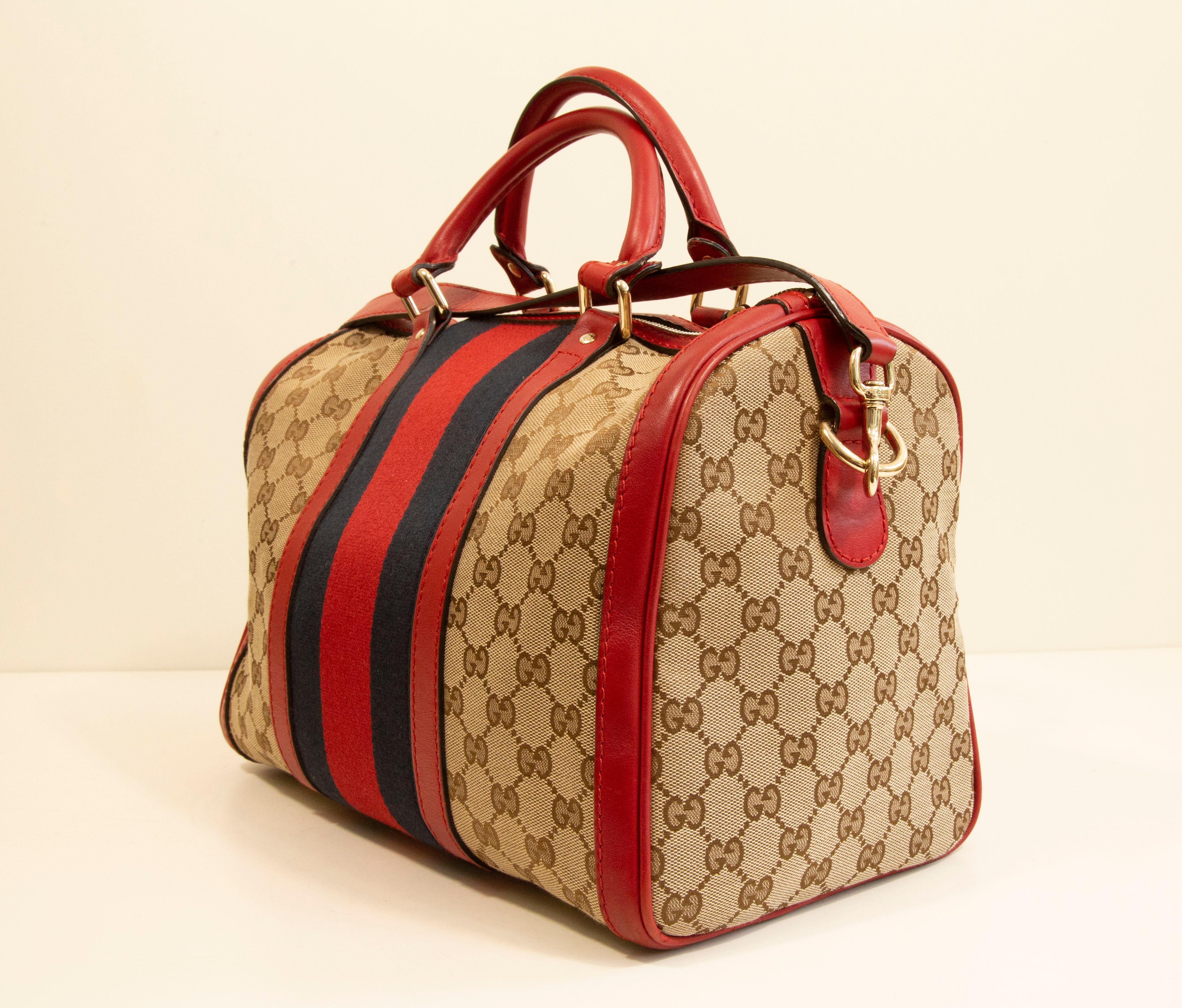 Gucci Multicolor GG Web Canvas Boston Bag Crossbody Bag For Sale 1