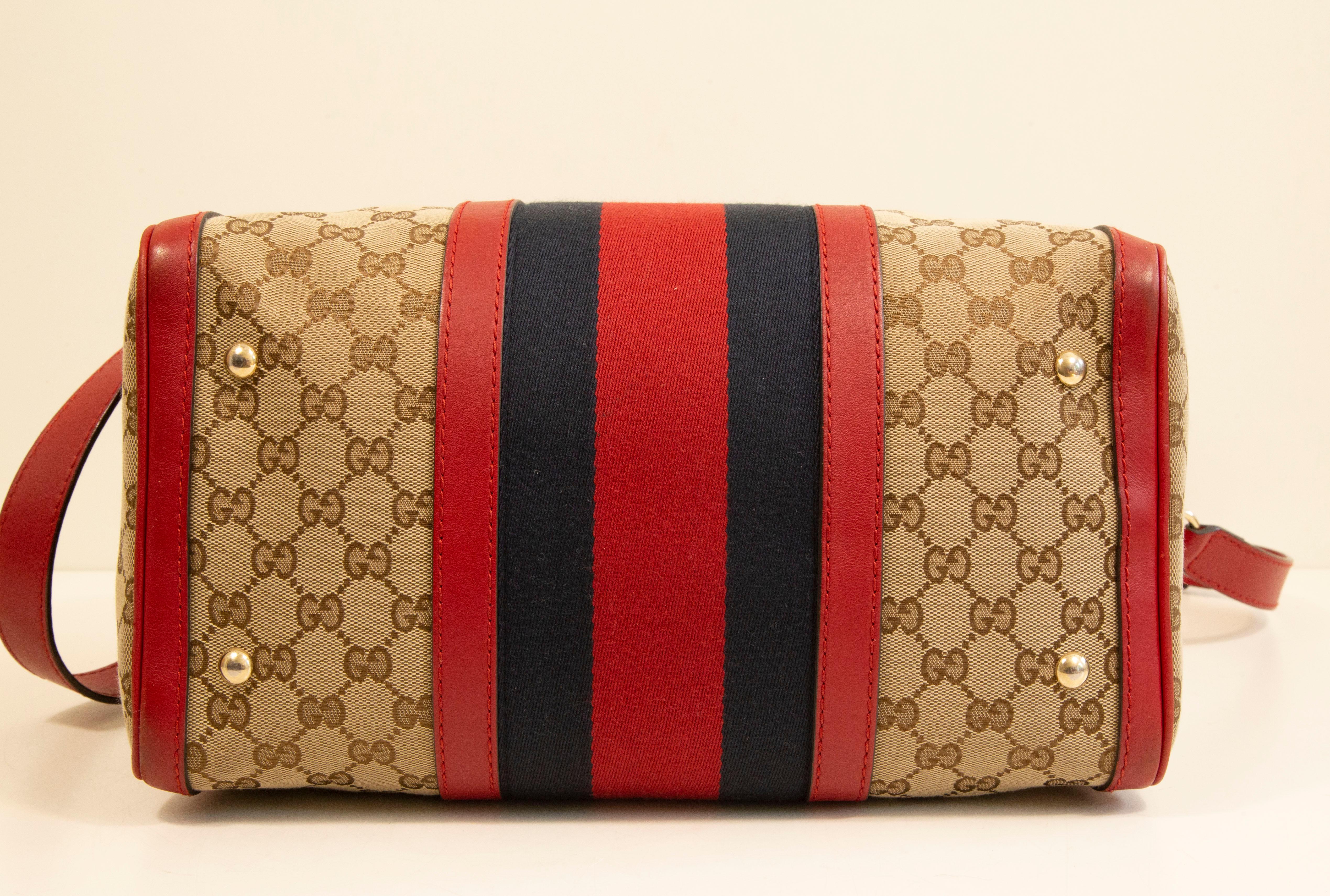 Gucci Multicolor GG Web Canvas Boston Bag Crossbody Bag For Sale 3