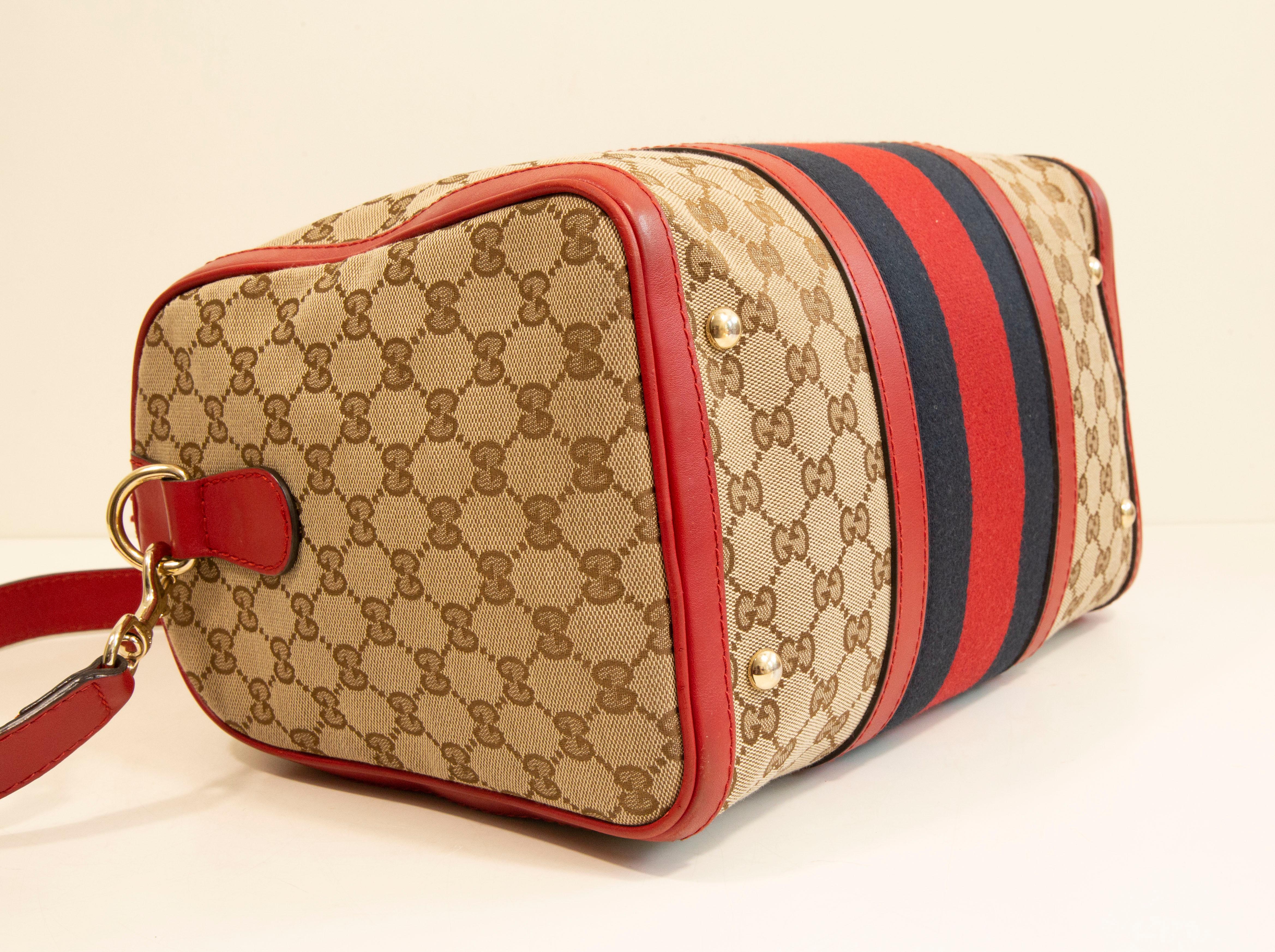 Gucci Multicolor GG Web Canvas Boston Bag Crossbody Bag For Sale 4
