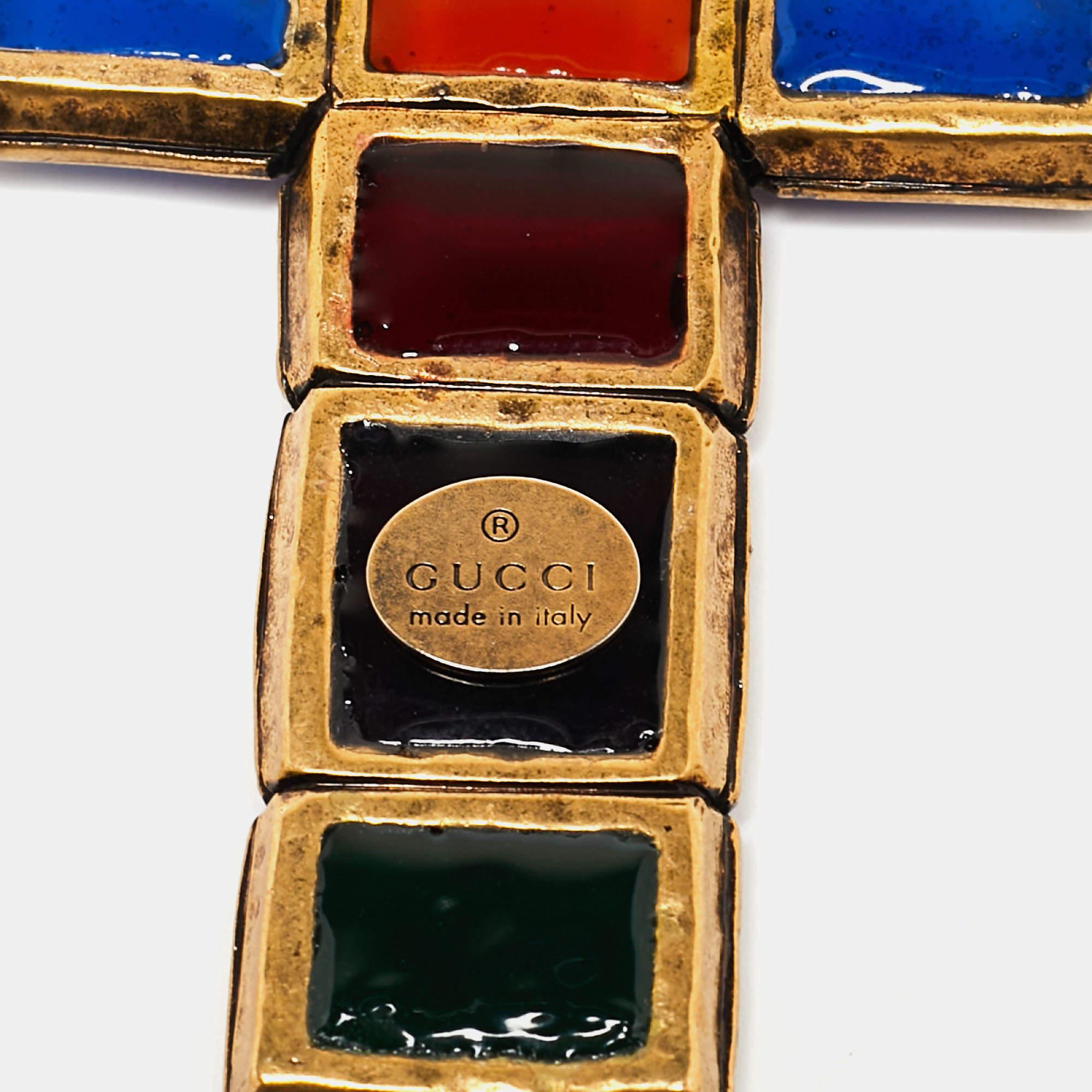 Women's Gucci Multicolor Gripoix Cross Pendant Necklace