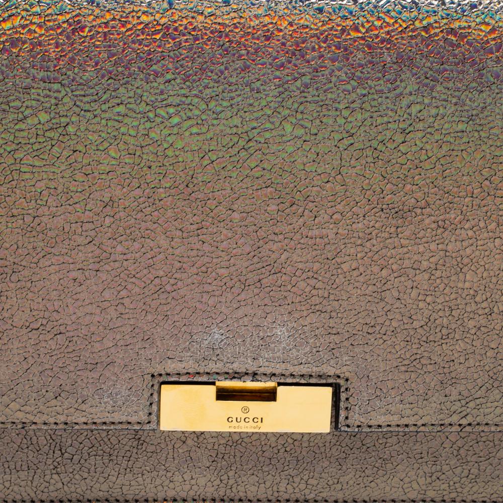 Women's Gucci Multicolor Holographic Crackled Leather Heartbeat Clutch