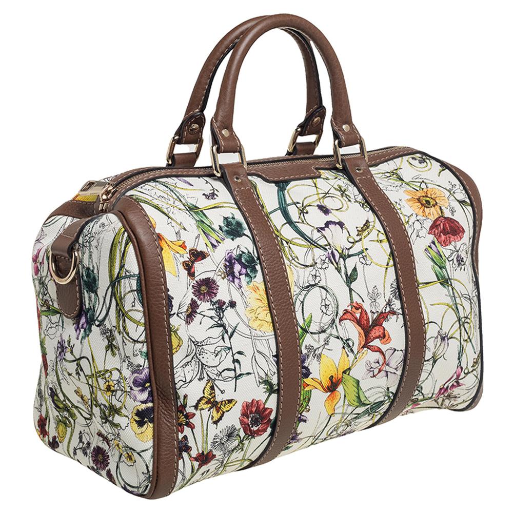 gucci floral boston bag