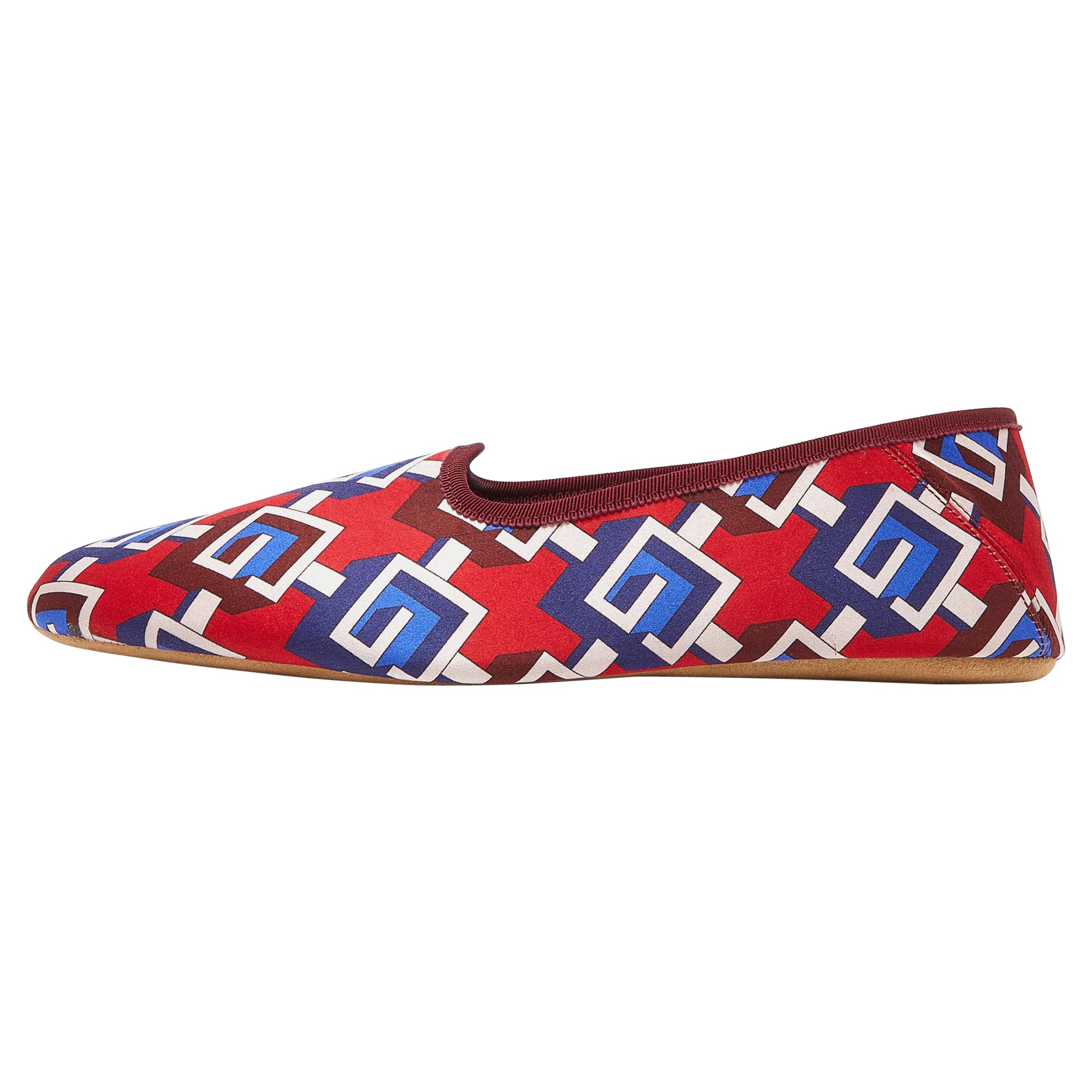 Gucci Multicolor Isometric G Print Satin Smoking Slippers Size 44