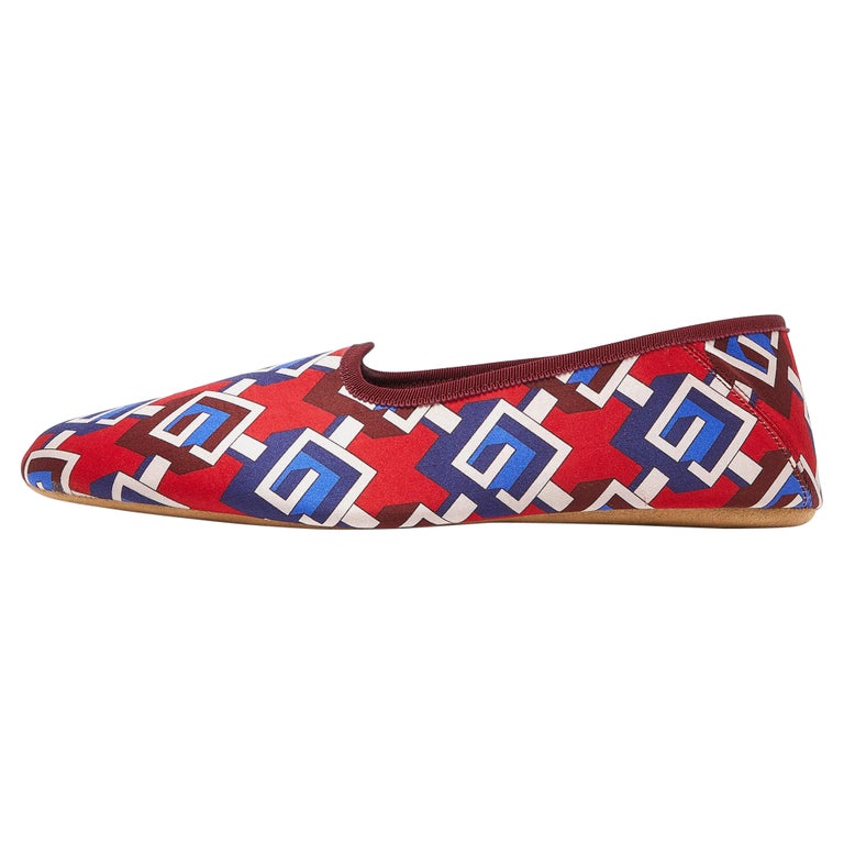 NWT GUCCI MEN\'S ISOMETRIC LOGO-PRINT SATIN LOAFERS Gucci Multicolor Isometric G Print Satin Smoking Slippers  main image 2