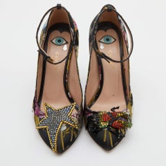 Gucci Multicolor Jacquard Floral Dionysus Ankle Strap Pumps Size 36.5
