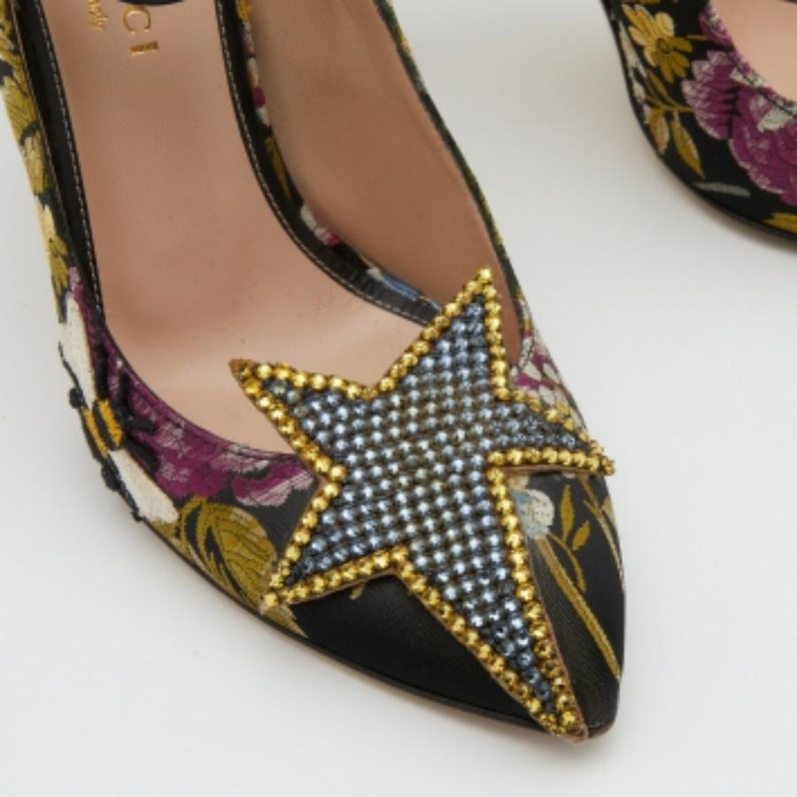 Gucci Multicolor Jacquard Floral Dionysus Ankle Strap Pumps Größe 36.5 im Zustand „Gut“ im Angebot in Dubai, Al Qouz 2