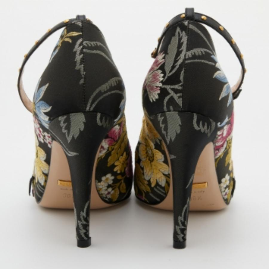 Gucci Multicolor Jacquard Floral Dionysus Ankle Strap Pumps Größe 36.5 im Angebot 2