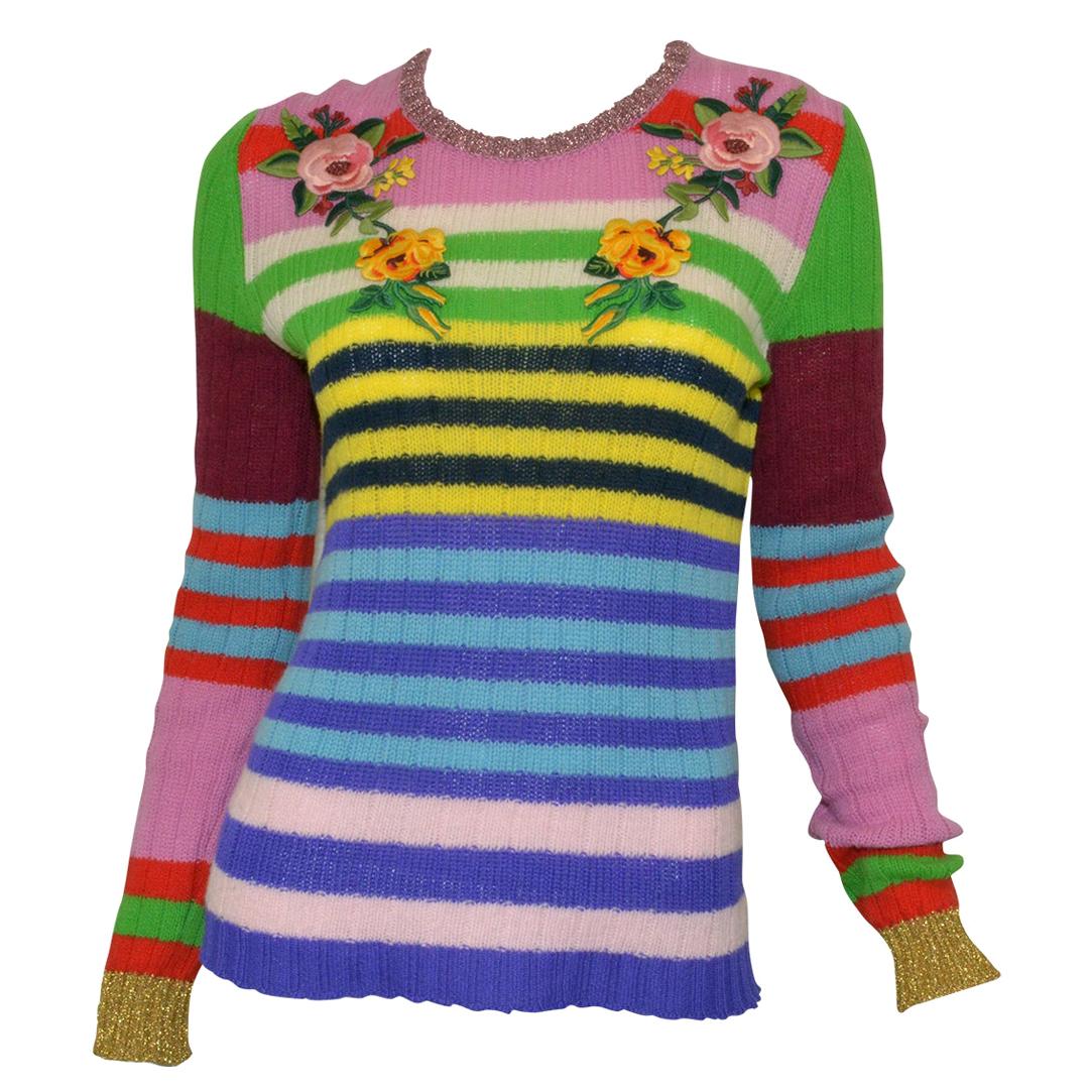 Gucci MultiColor Knit Embroidered Sweater