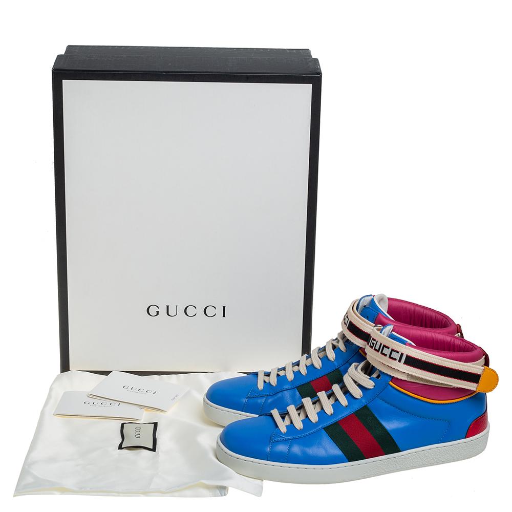 Gucci Multicolor Leather Ace High Top Sneakers Size 41 2