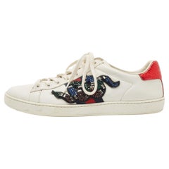 Mehrfarbige Ace Kingsnake Turnschuhe aus Leder von Gucci, Größe 39