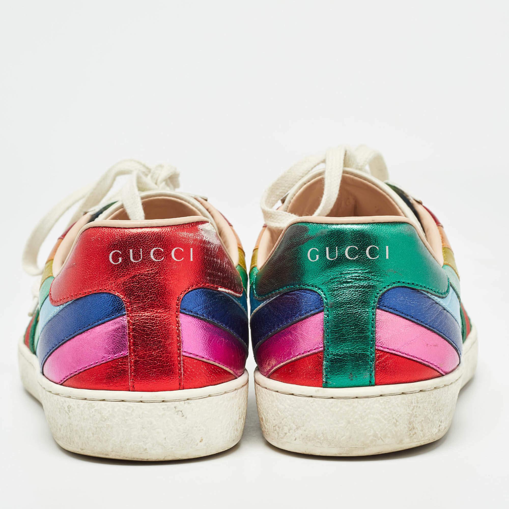 Baskets basses Gucci Ace Web en cuir multicolore, taille 41 Pour hommes en vente