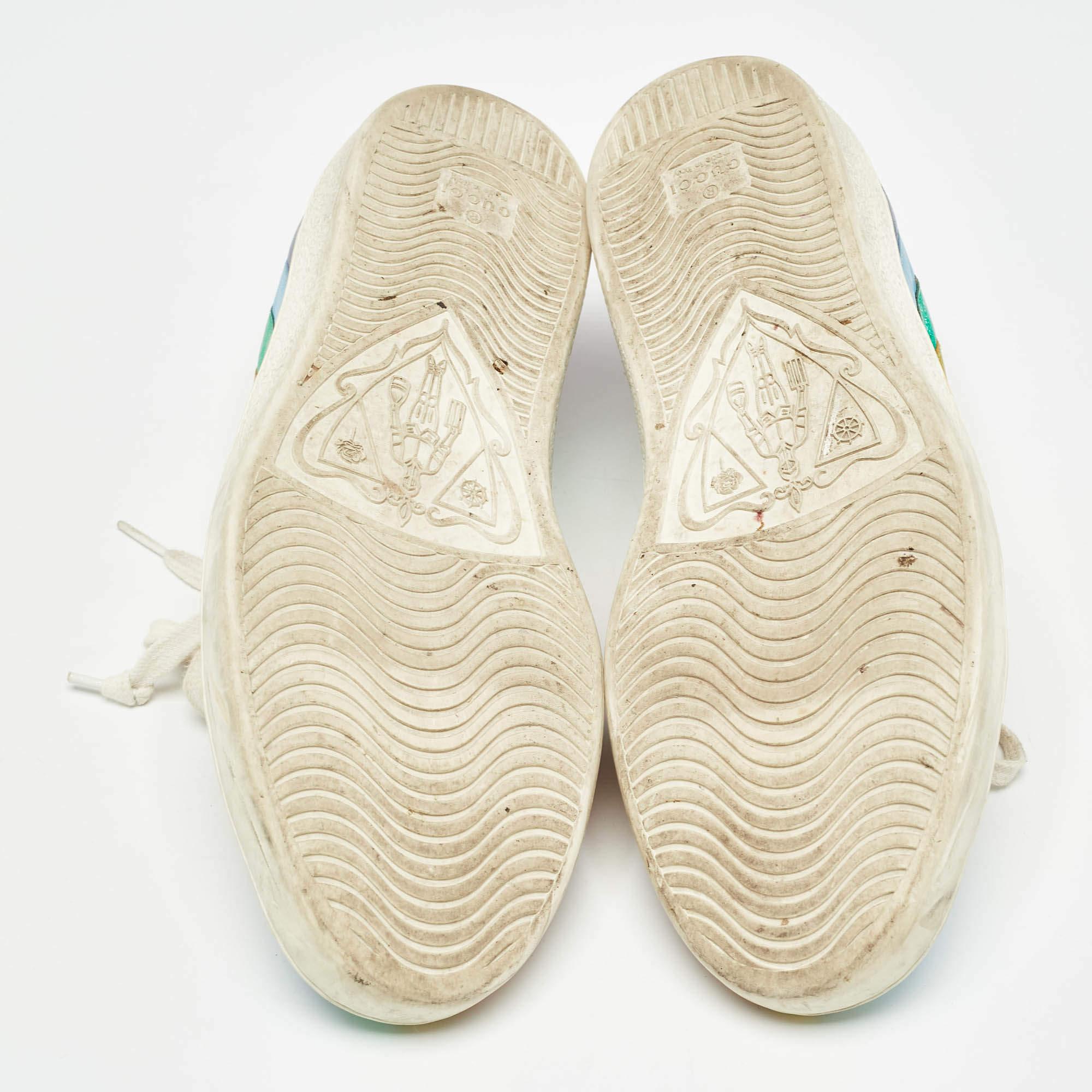 Baskets basses Gucci Ace Web en cuir multicolore, taille 41 en vente 1