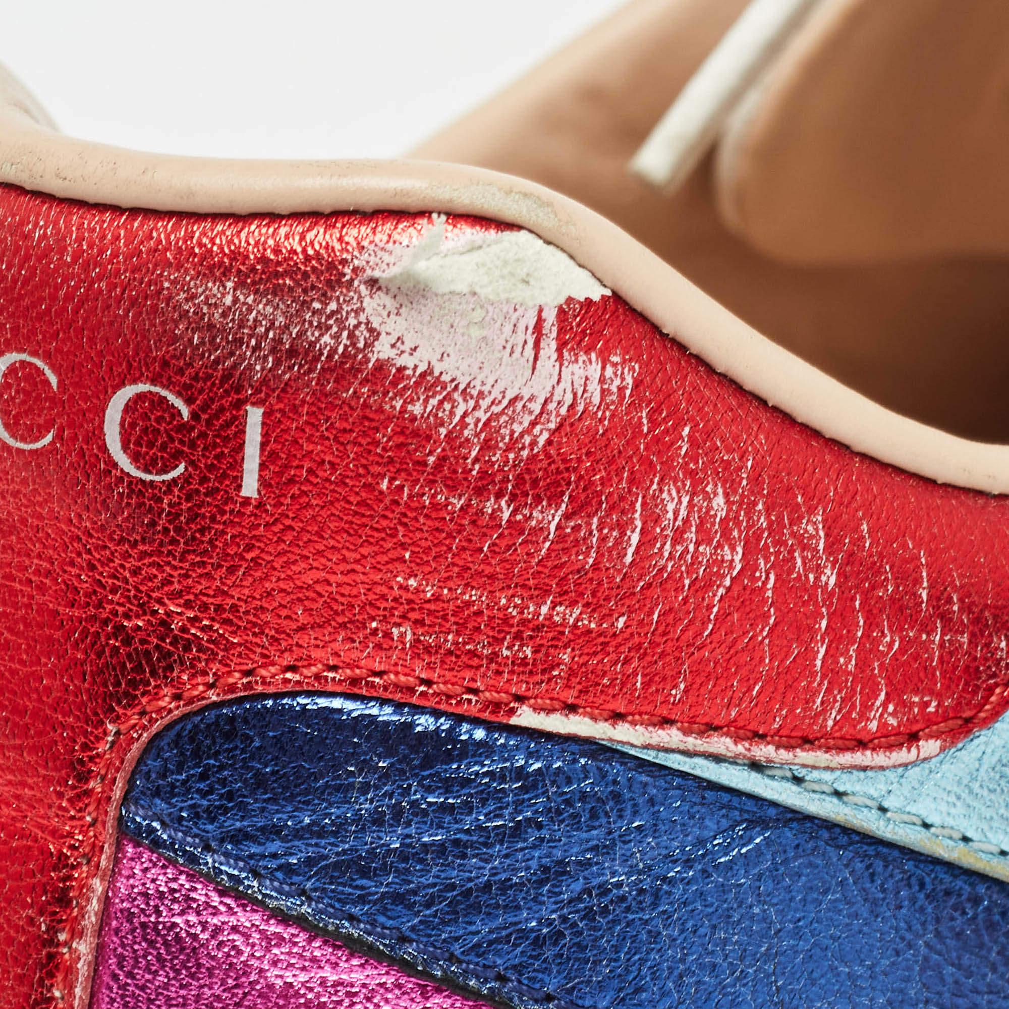 Baskets basses Gucci Ace Web en cuir multicolore, taille 41 en vente 2