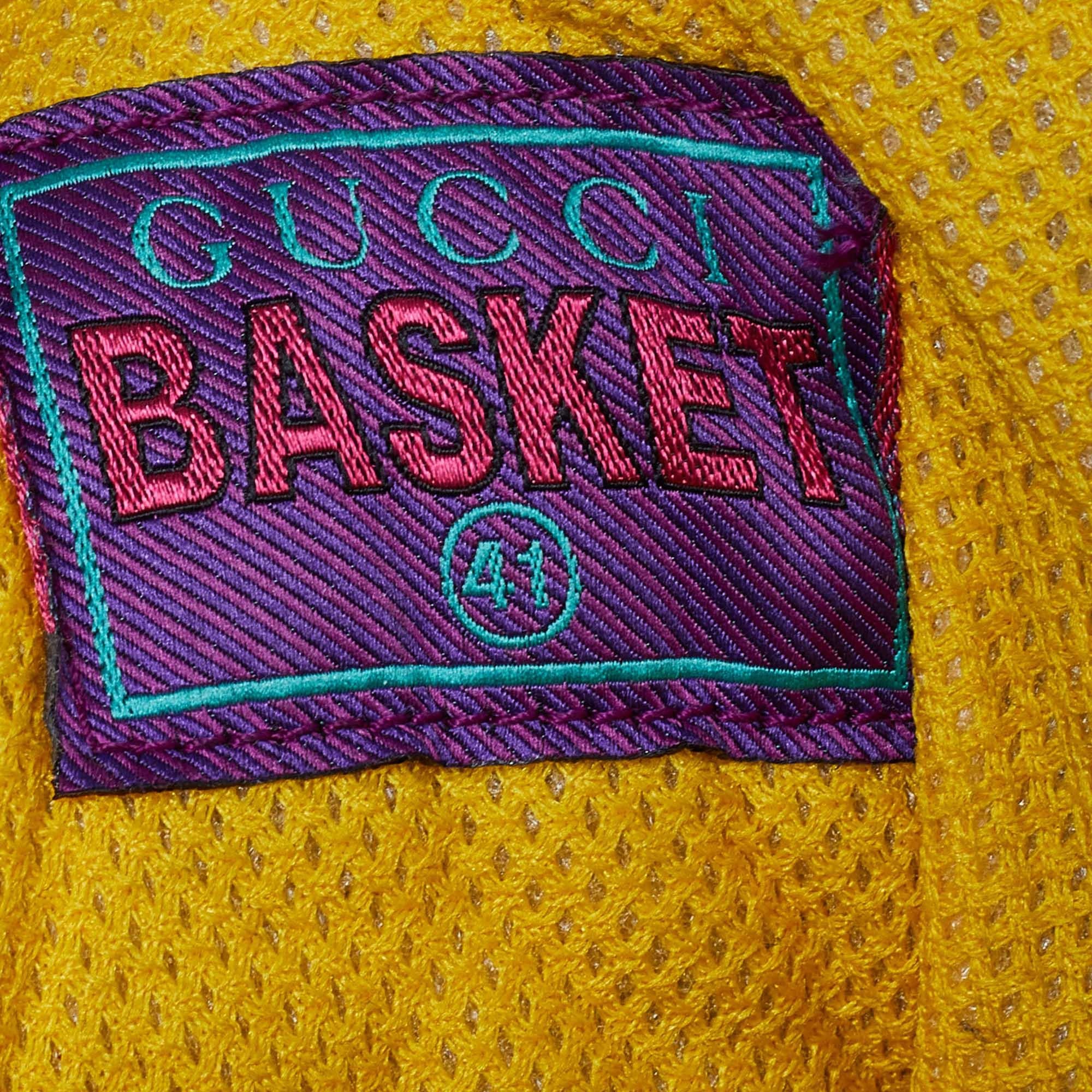 Mehrfarbige Basketball-High Top-Turnschuhe aus Leder und Stoff von Gucci aus Stoff, Größe 41 im Angebot 2