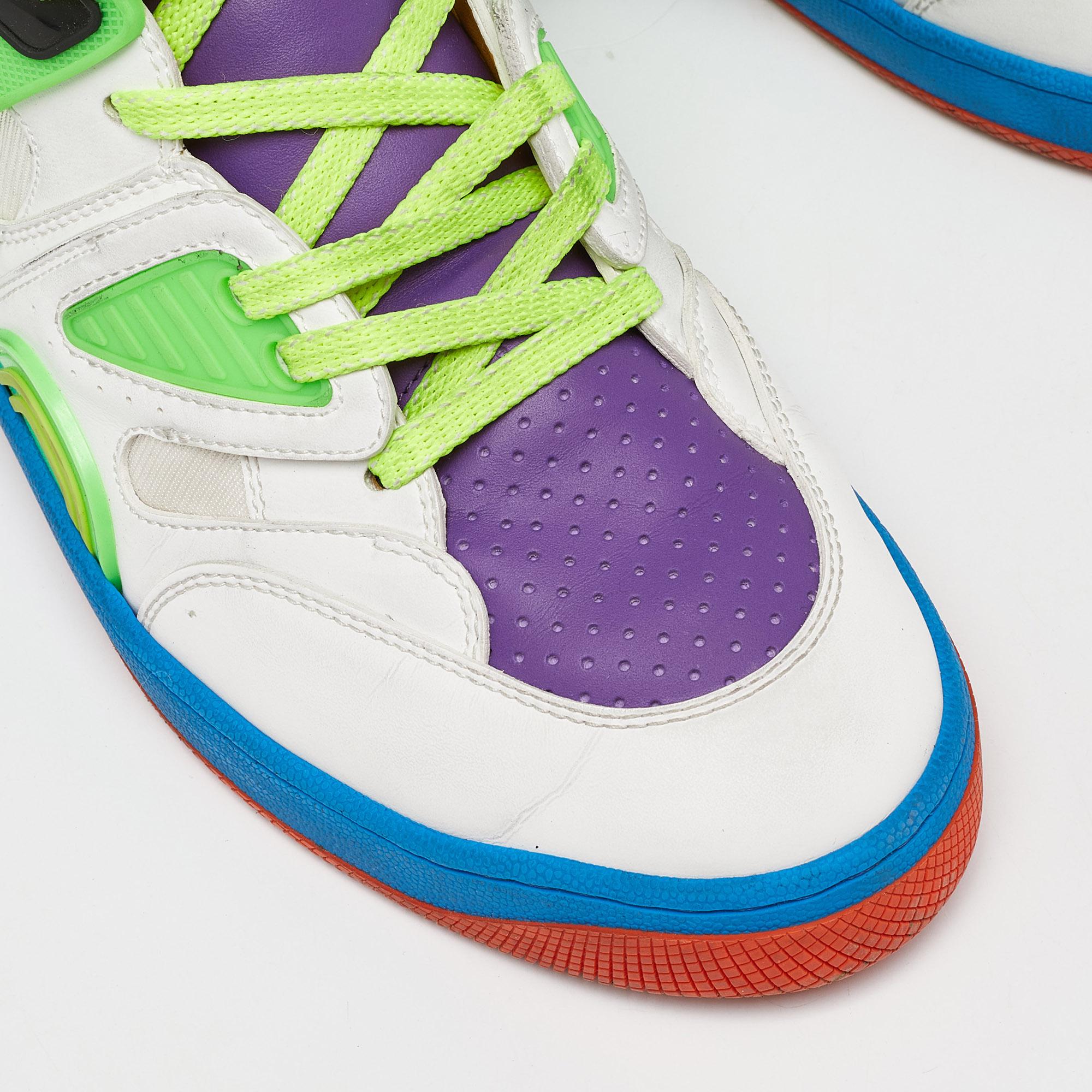 Mehrfarbige Basketball-High Top-Turnschuhe aus Leder und Stoff von Gucci aus Stoff, Größe 41 im Angebot 3
