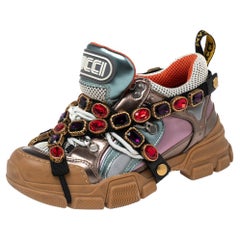 Gucci Multicolor Leather And Mesh Flashtrek Chunky Sneakers Size 37