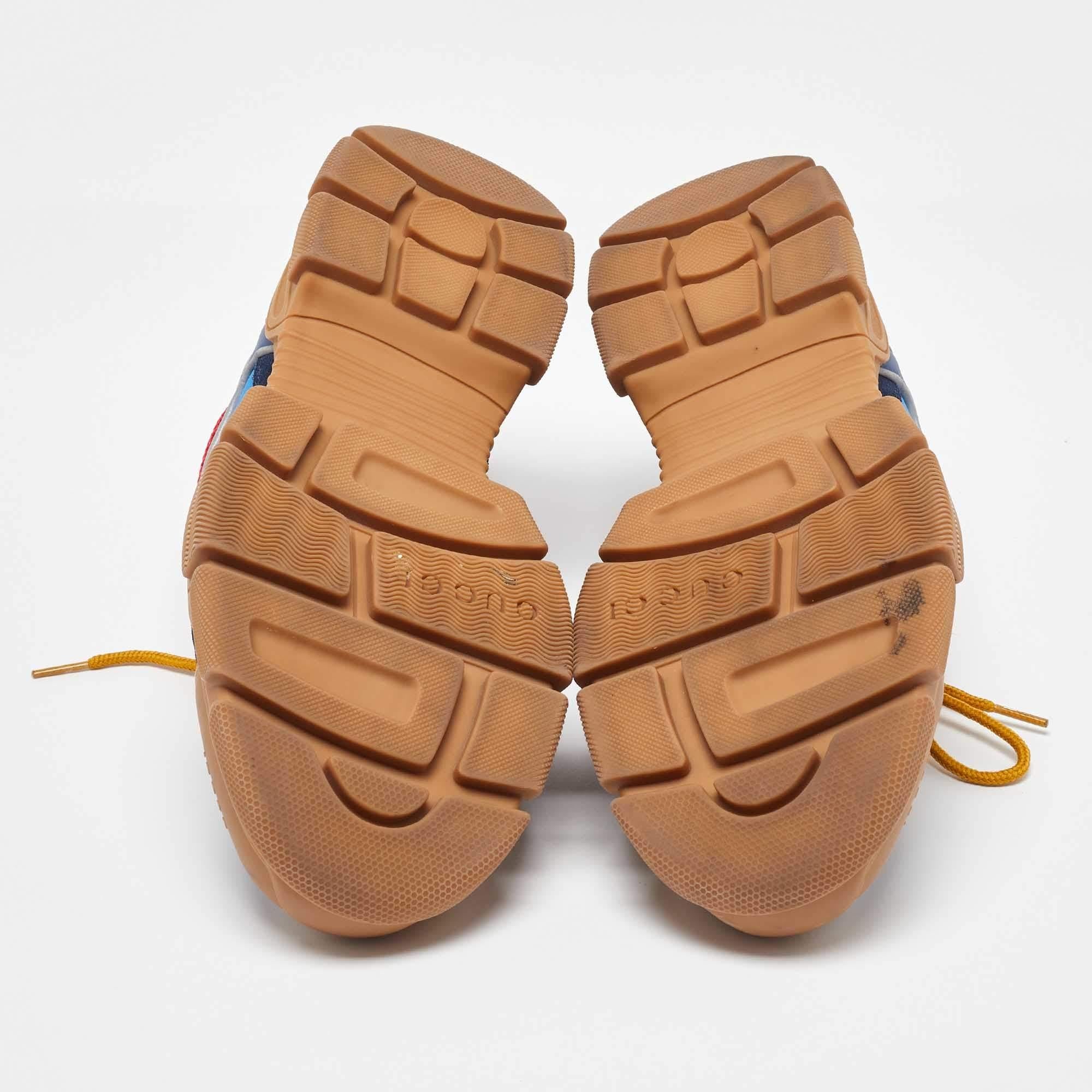 Baskets flashtrek réfléchissantes Gucci en cuir et maille multicolore, taille 43 en vente 1
