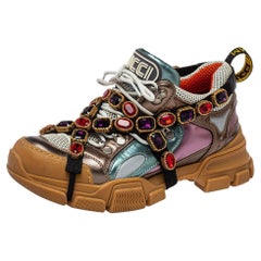 Mehrfarbige Flashtrek Turnschuhe aus Leder und Mesh von Gucci, Größe 39
