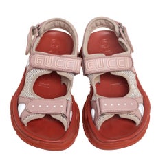 Gucci Multicolor Leather And Mesh Open Toe Sandals Size 36