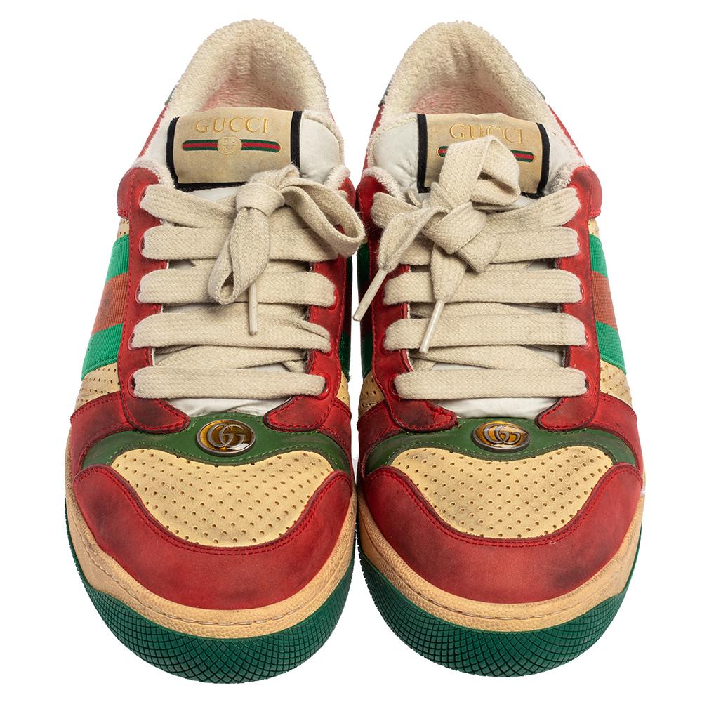 Founded in 1921, Gucci is hailed for meticulous craftsmanship in shoemaking and creative designs fused with a timeless appeal. Made from leather, they feature a distressed finish, laces on the vamps, and their signature web stripes on the sides.

