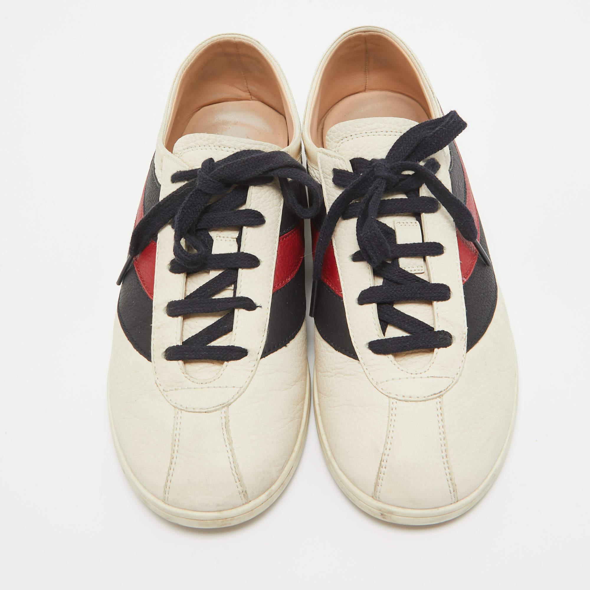 Beige Gucci Multicolor Leather Falacer Sneakers Size 39