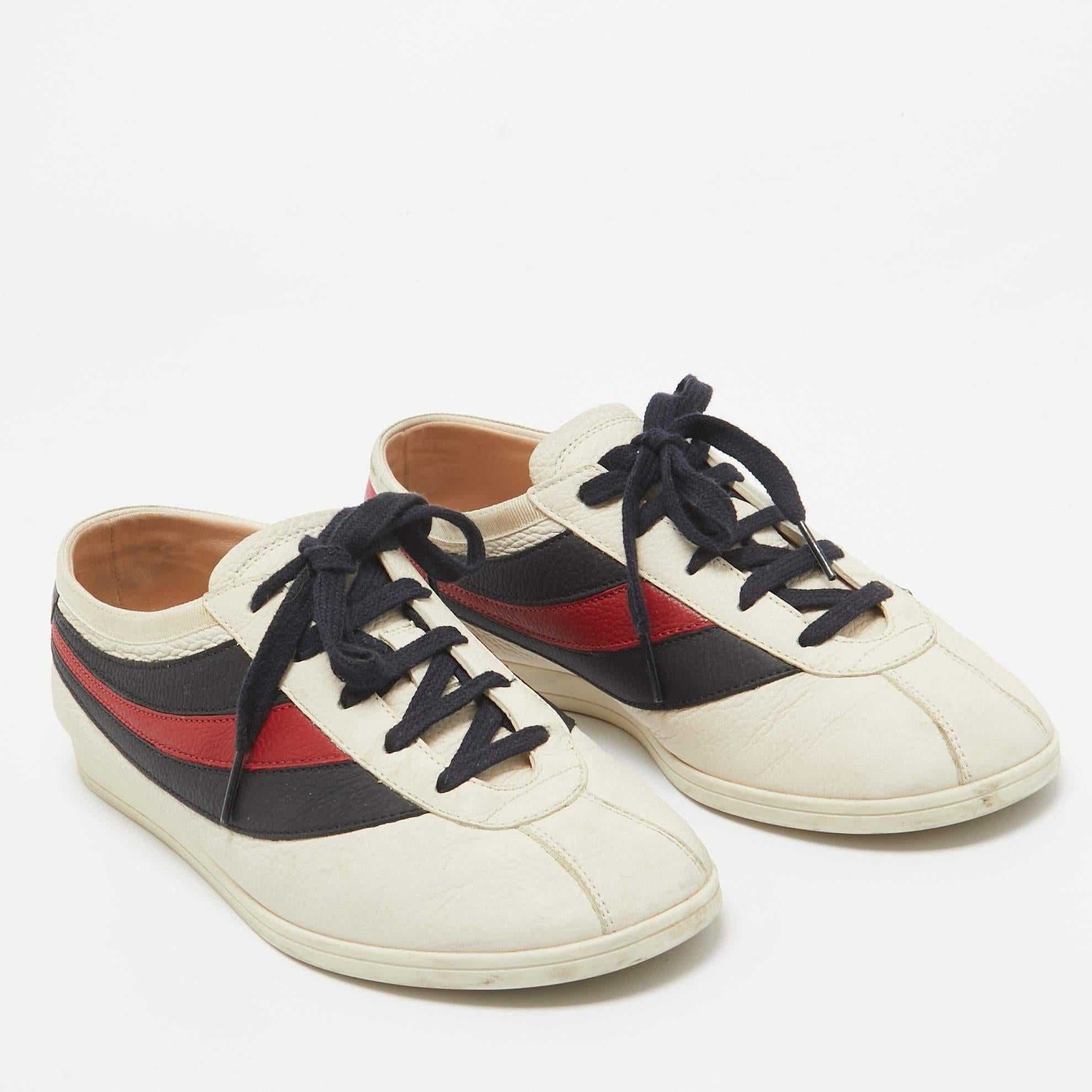 Gucci Multicolor Leather Falacer Sneakers Size 39 In Fair Condition In Dubai, Al Qouz 2