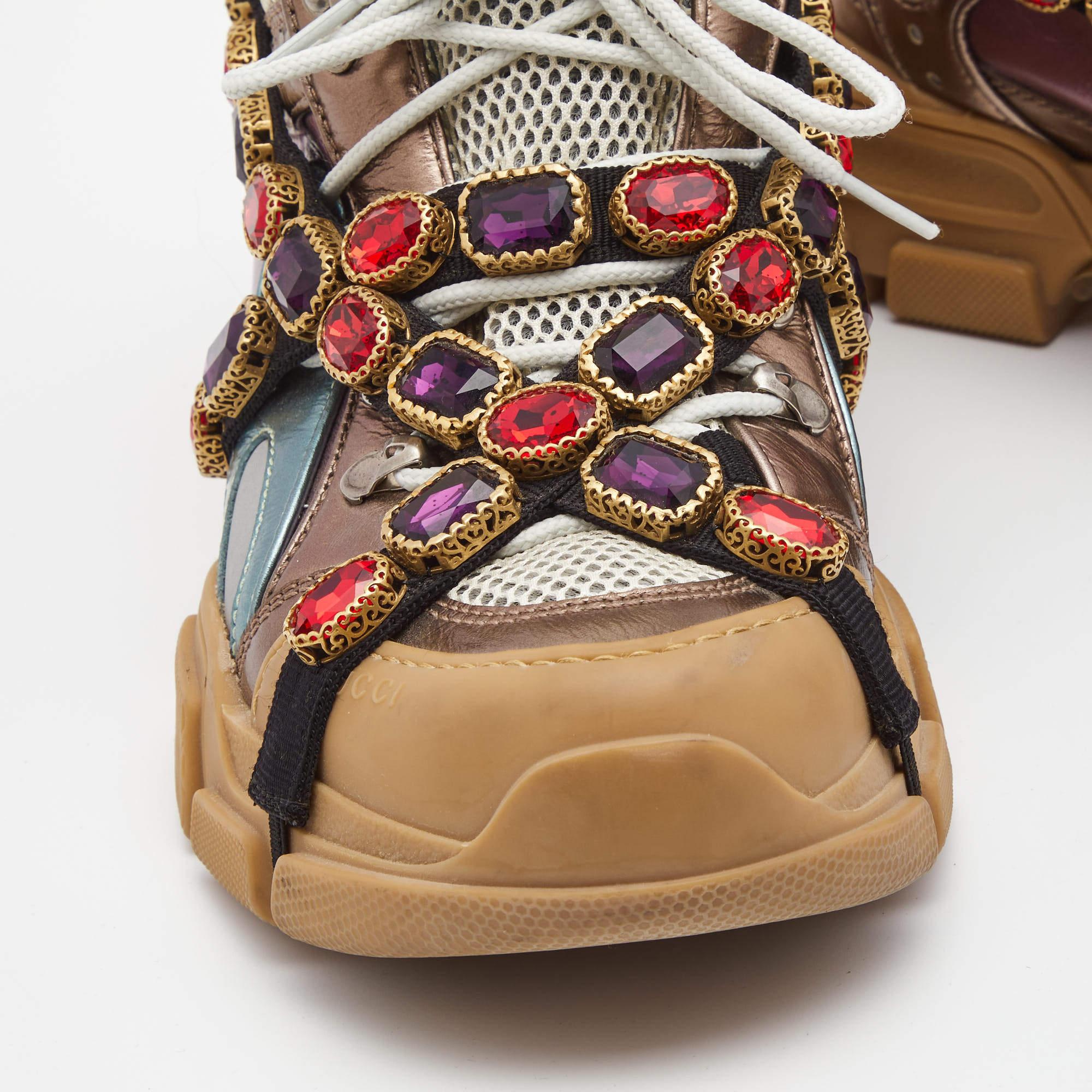 Gucci Multicolor Leather Flashtrek Reflective Sneakers Size 41 3