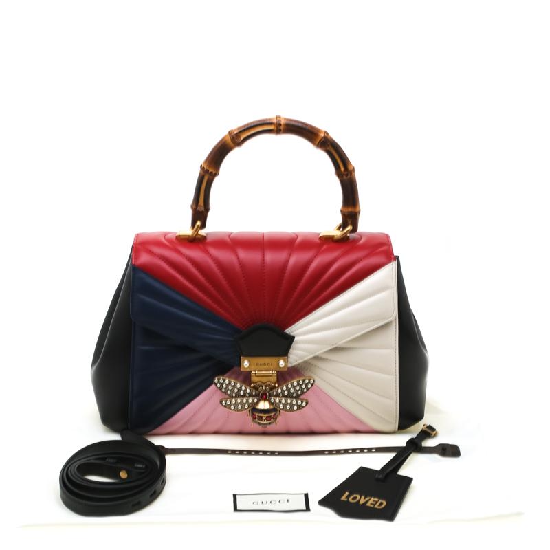 Gucci Multicolor Leather Queen Margaret Bamboo Top Handle Bag 4