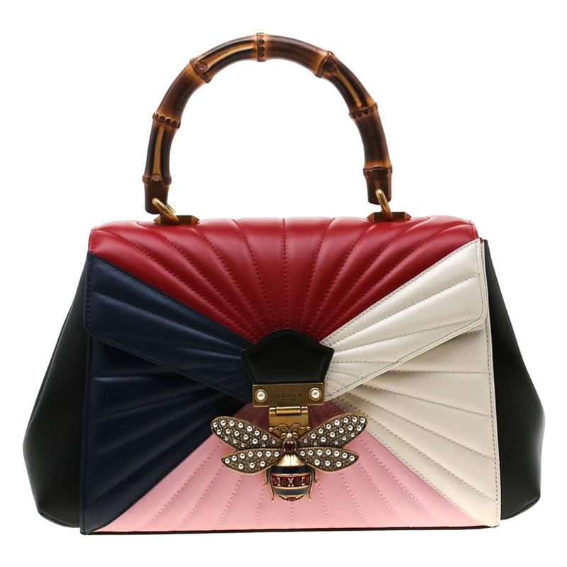 Gucci Multicolor Leather Queen Margaret Bamboo Top Handle Bag